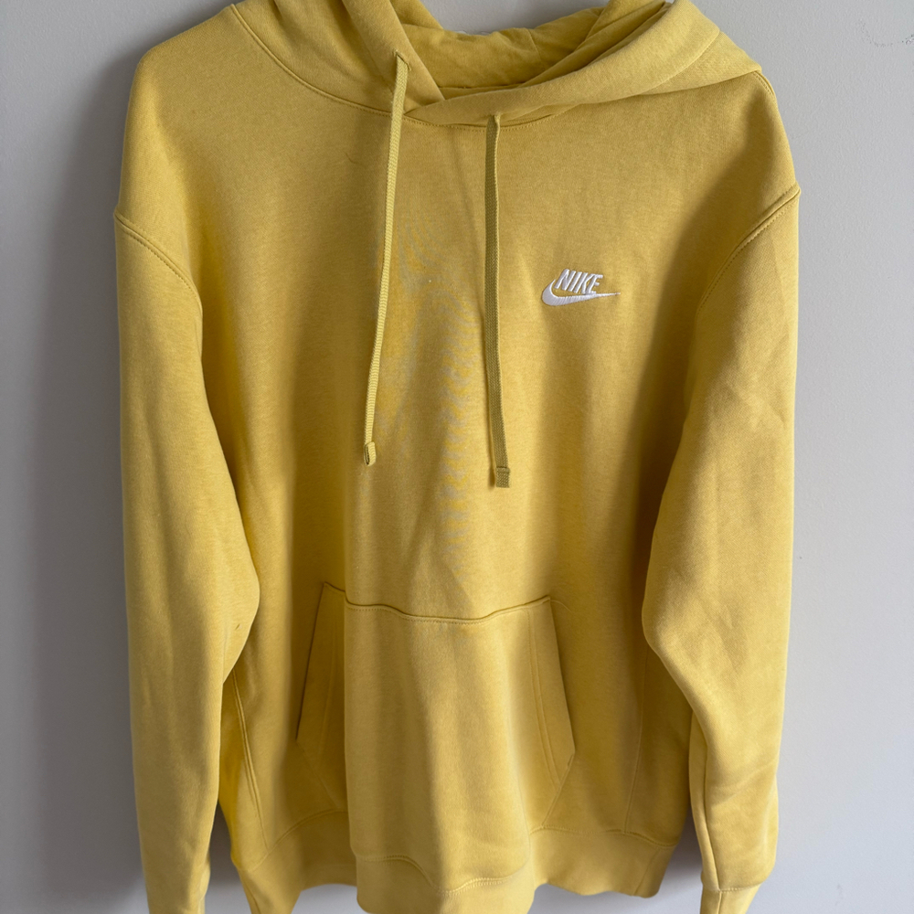 Nike Club Fleece Sweatshirt Hoodie Mens Large Mustard Yellow Athletic